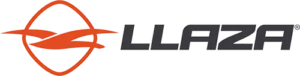 Logo de la marque LLAZA. Le logo présente un symbole orange stylisé (oiseau/vague dans ovale) à gauche et le texte "LLAZA" en gris à droite.