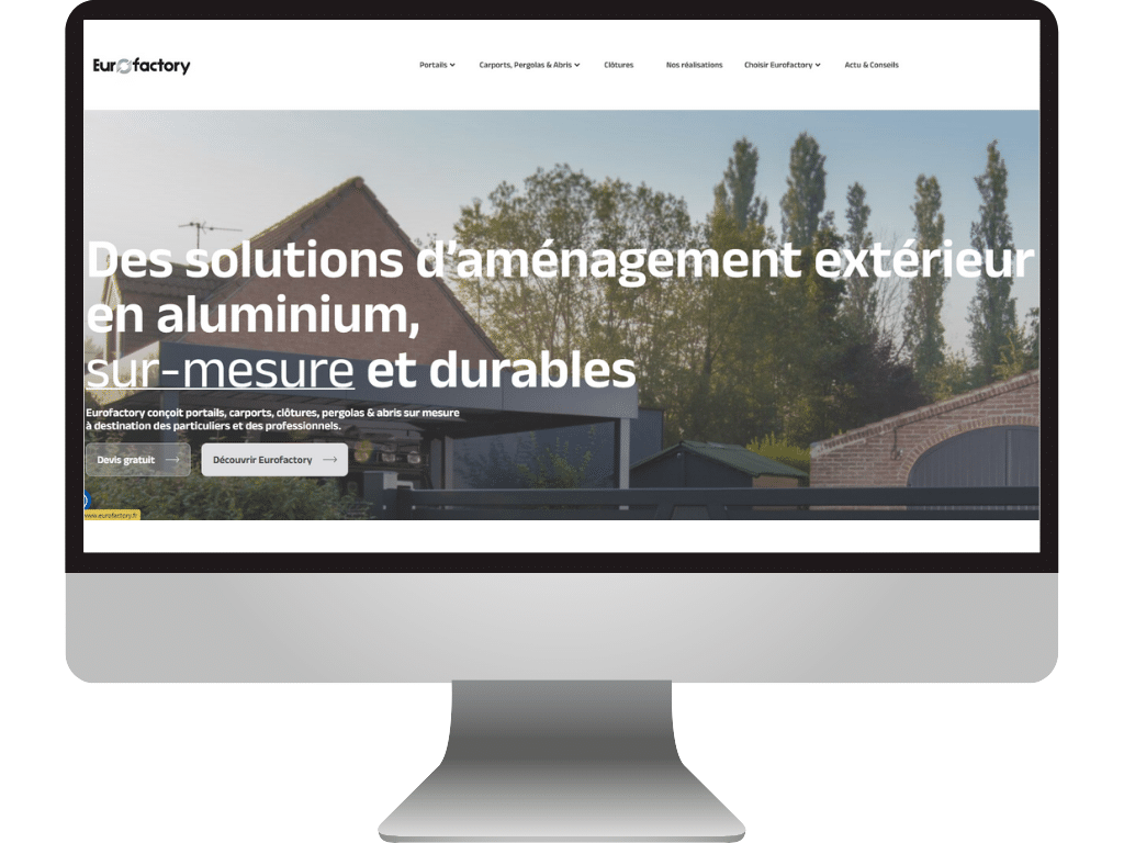 Eurofactory : Aménagement extérieur aluminium sur-mesure Eurofactory, solutions d'aménagement extérieur en aluminium sur-mesure (portails, carports, clôtures, pergolas). Devis gratuit.