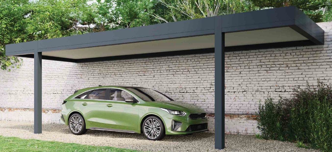 Carport aluminium adossé à un mur et sur deux pieds